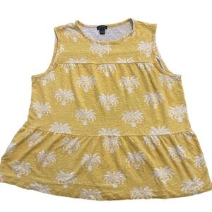 Women Large Yellow Linen Sleeveless Ann Taylor Shirt